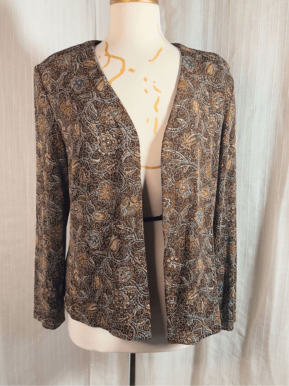 Alex Evenings Blazer Size 14 VTG 80's Paisley Sparkly Glam Statement Piece